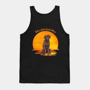 Retro Sunset Chocolate Lab Mom Tank Top